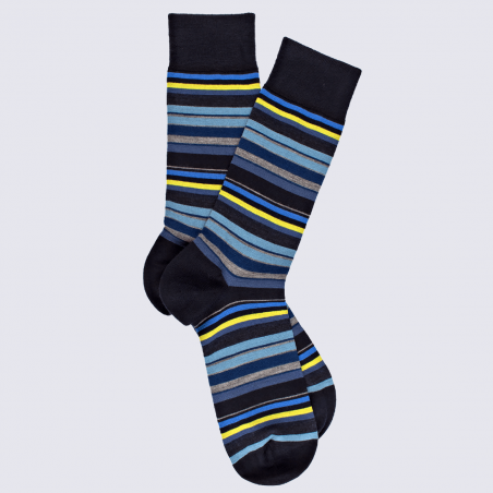 Chaussettes Doré Doré, chaussettes rayures fines en laine homme bleu marine