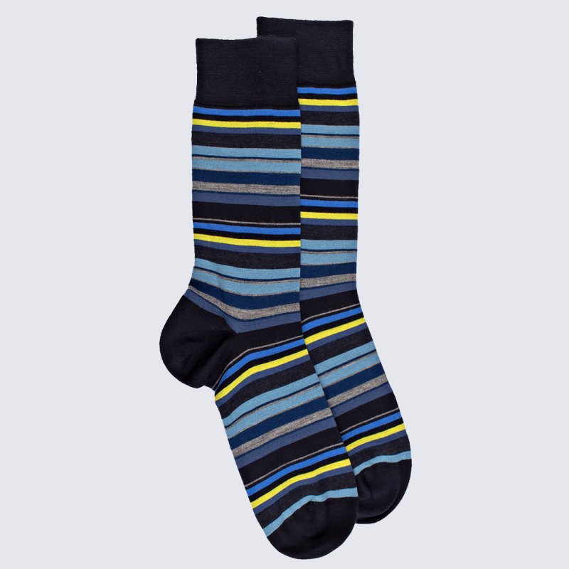 Chaussettes Doré Doré, chaussettes rayures fines en laine homme bleu marine  I Igert Chausseur & Maroquinier