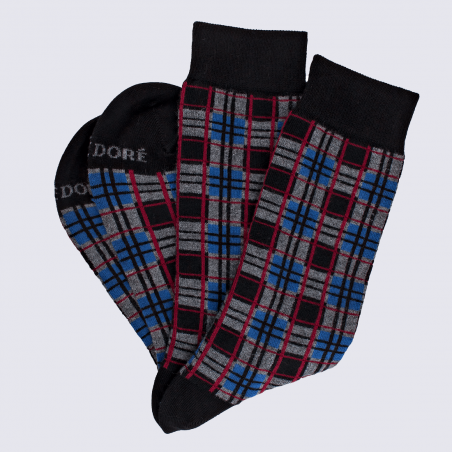 Chaussettes Doré Doré, chaussettes motif tartan homme en coton noir