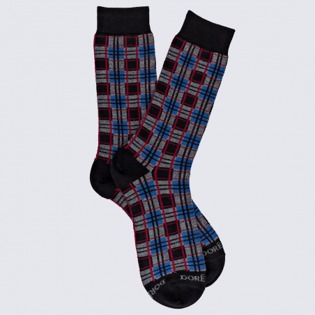 Chaussettes Doré Doré, chaussettes motif tartan homme en coton noir