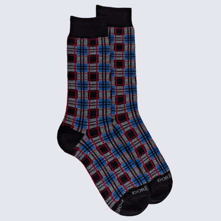 Chaussettes Doré Doré, chaussettes motif tartan homme en coton noir