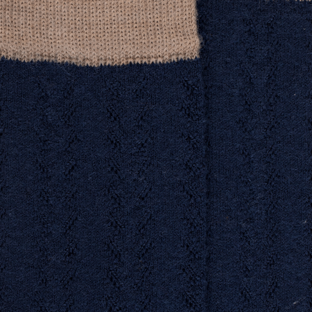 Chaussettes Doré Doré, chaussettes chevron ajouré femme en laine bleu marine/beige