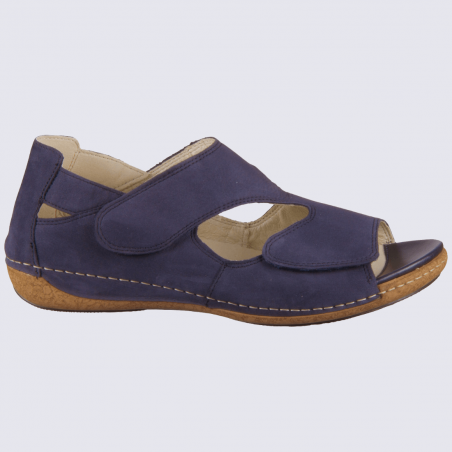 Sandales Waldlaufer, sandales confortables femme en cuir nubuck bleu