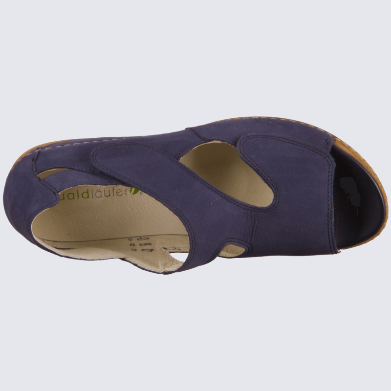 Sandales Waldlaufer, sandales confortables femme en cuir nubuck bleu