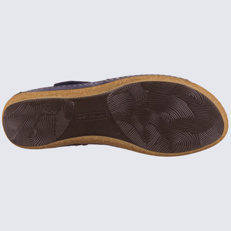 Sandales Waldlaufer, sandales confortables femme en cuir nubuck bleu