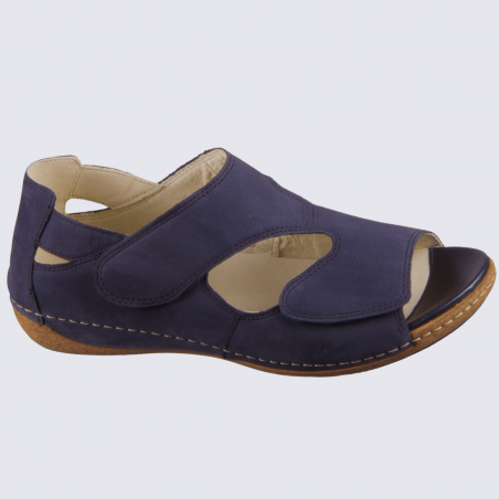 Sandales Waldlaufer, sandales confortables femme en cuir nubuck bleu