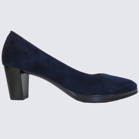 Escarpins Ara, escarpins confortables femme en cuir velours bleu