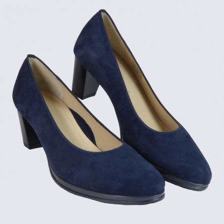 Escarpins Ara, escarpins confortables femme en cuir velours bleu