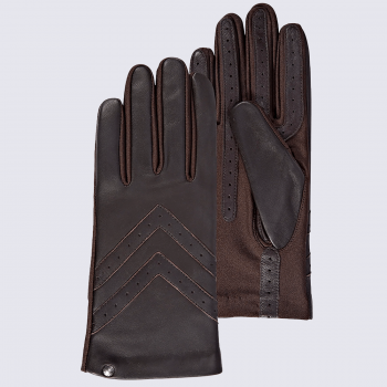 Gants pour femme Isotoner en cuir marron tactiles pour smartphones et tablettes