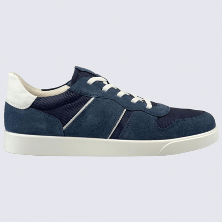 Baskets Ecco, baskets basses pour homme en cuir nubuck bleu