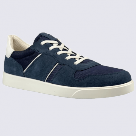 Baskets Ecco, baskets basses pour homme en cuir nubuck bleu