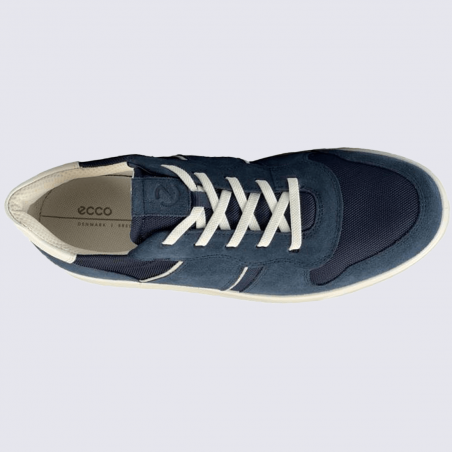 Baskets Ecco, baskets basses pour homme en cuir nubuck bleu