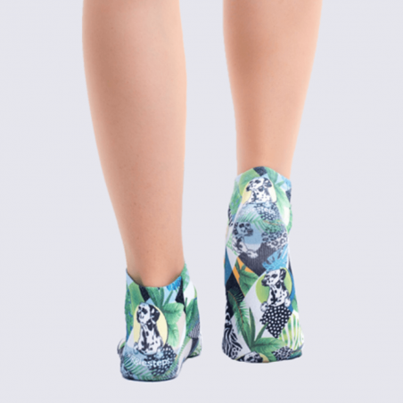 Chaussettes Wigglesteps, chaussettes basses été motif Dalmatiens femme vert