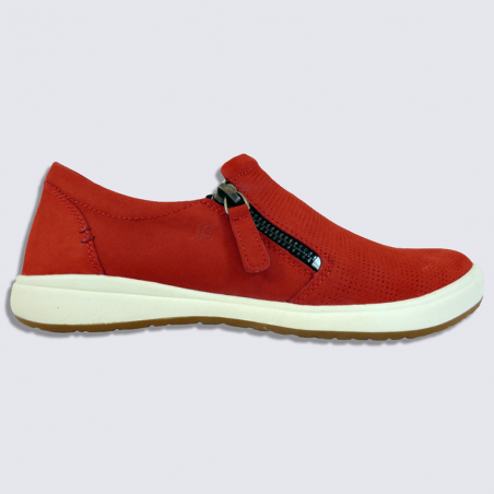 Chaussures Josef Seibel, chaussures à glissière femme en cuir rouge