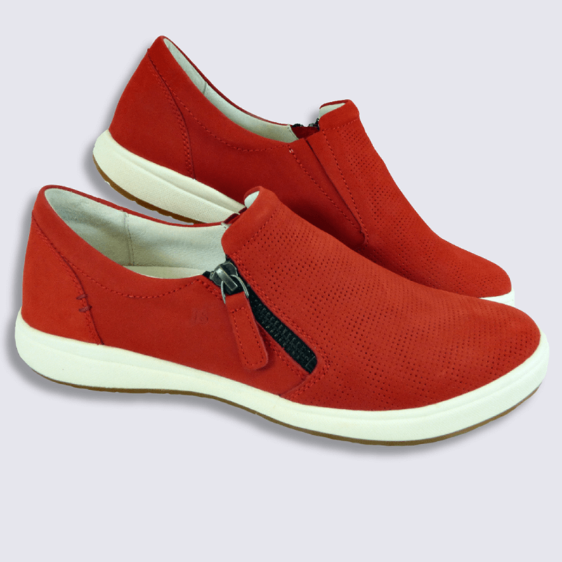 Chaussures Josef Seibel, chaussures à glissière femme en cuir rouge