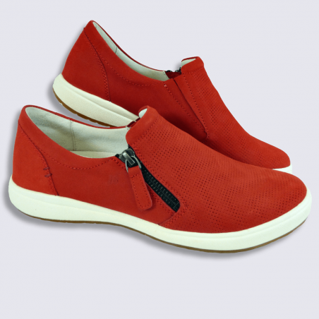 Chaussures Josef Seibel, chaussures à glissière femme en cuir rouge