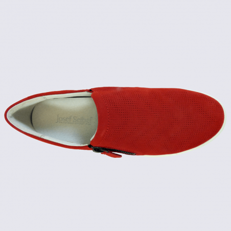 Chaussures Josef Seibel, chaussures à glissière femme en cuir rouge
