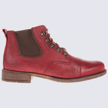 Bottines à lacets femme Josef Seibel en cuir rouge