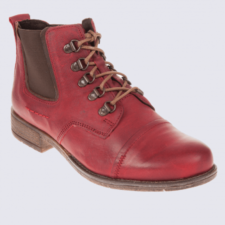 Bottines à lacets femme Josef Seibel en cuir rouge