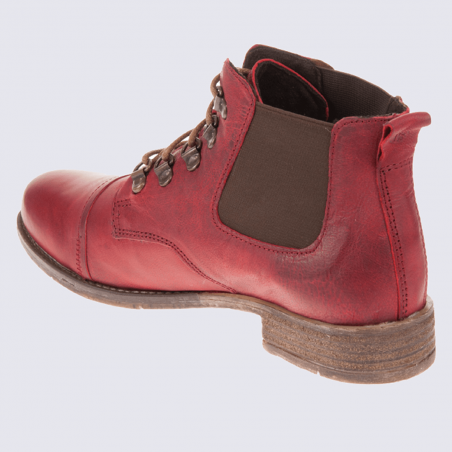 Bottines à lacets femme Josef Seibel en cuir rouge