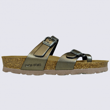Mules Rohde, nu-pieds tendances femme en cuir métallisé argent Mules Rohde, nu-pieds tendances femme en cuir métallisé argent
