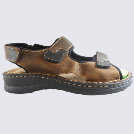 Sandales Rohde, sandales à velcro confort homme en cuir marron