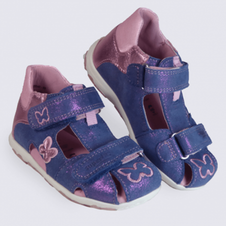 Sandale pour petite fille en cuir Superfit papillon violet