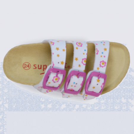 Mules pour fille Superfit à motif blanc et rose