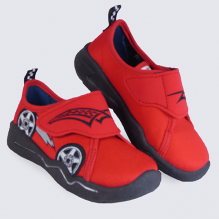 Chaussons garçon Superfit rouge à scratch motif racing