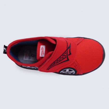 Chaussons garçon Superfit rouge à scratch motif racing