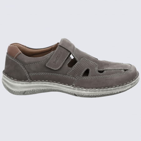 Chaussures Josef Seibel, chaussures ouvertes à velcros homme en cuir gris