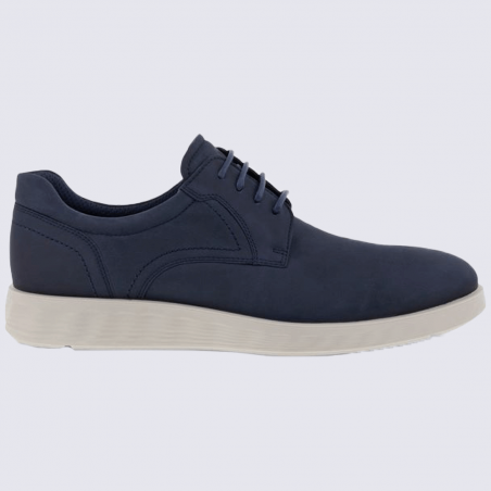 Chaussures Ecco, chaussures à lacets homme en cuir nubuck bleu