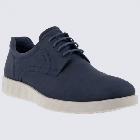 Chaussures Ecco, chaussures à lacets homme en cuir nubuck bleu