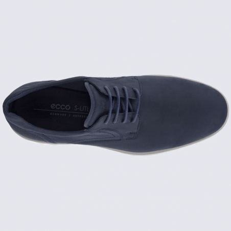 Chaussures Ecco, chaussures à lacets homme en cuir nubuck bleu