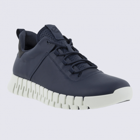 Baskets Ecco, baskets innovantes homme en cuir nubuck bleu