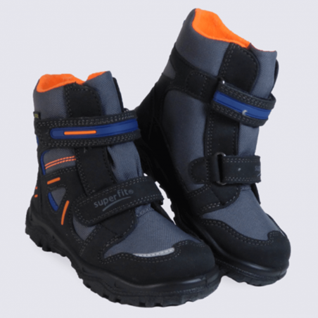 Bottines chaudes Gore-tex garçon Superfit noir et orange