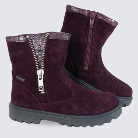 Bottines pour fille Superfit en cuir bordeaux