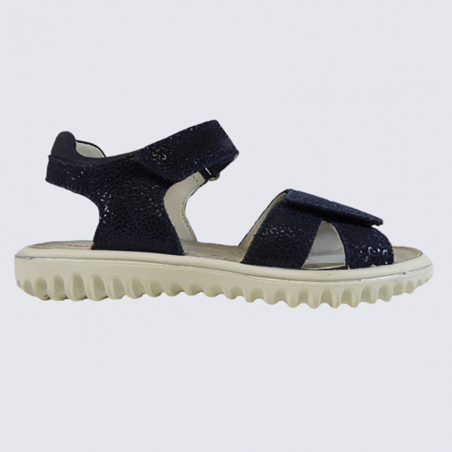 Sandales Superfit, sandales tendances filles en cuir bleu marine
