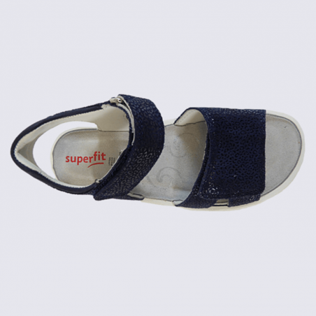 Sandales Superfit, sandales tendances filles en cuir bleu marine