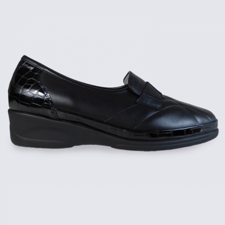 Waldlaufer Loafer 645630 Noir grande largeur cuir lisse