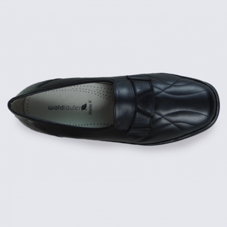 Waldlaufer Loafer 645630 Noir grande largeur cuir lisse