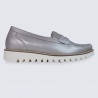 Mocassin femme Waldläufer en cuir argent confort Mocassin femme Waldläufer en cuir argent confort