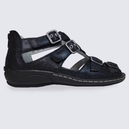 Nu-pieds pour femme Waldlaufer en cuir noir à bride Nu-pieds pour femme Waldlaufer en cuir noir à bride