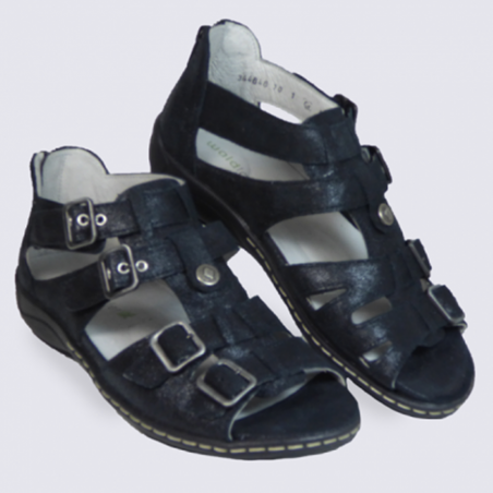 Nu-pieds pour femme Waldlaufer en cuir noir à bride Nu-pieds pour femme Waldlaufer en cuir noir à bride