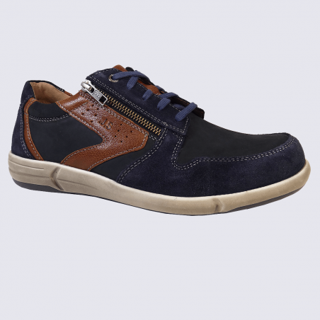 Chaussures Josef Seibel, chaussures sportives homme en cuir bleu