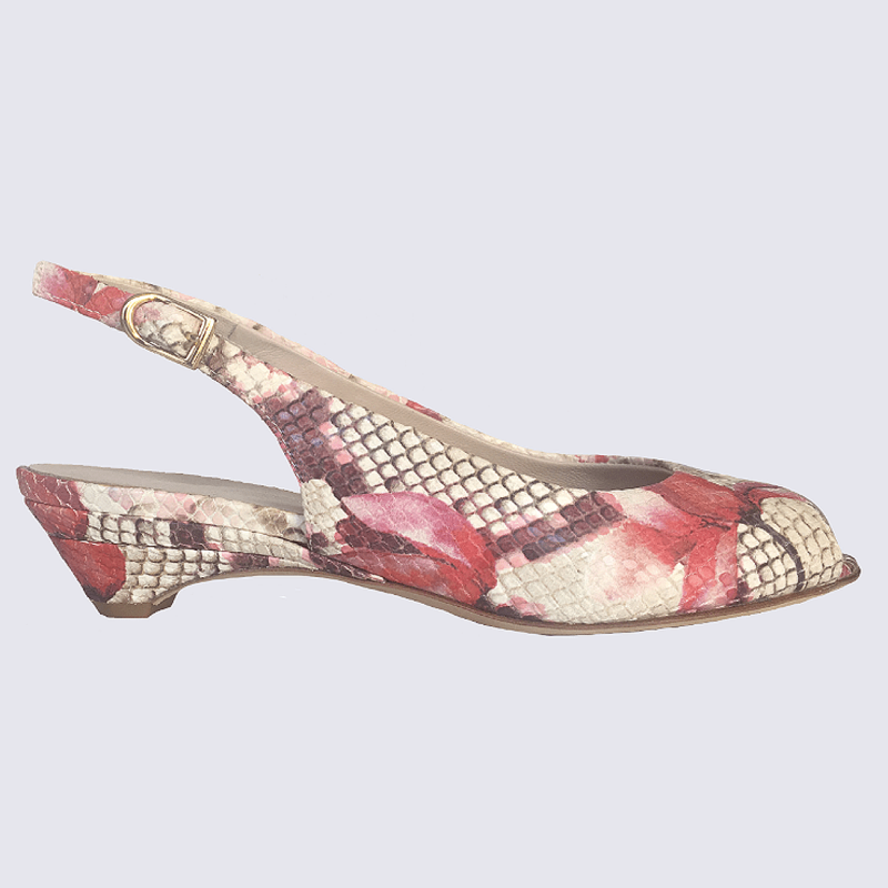 Escarpins Moda Di Fausto en cuir serpent beige et rouge Escarpins Moda Di Fausto en cuir serpent beige et rouge