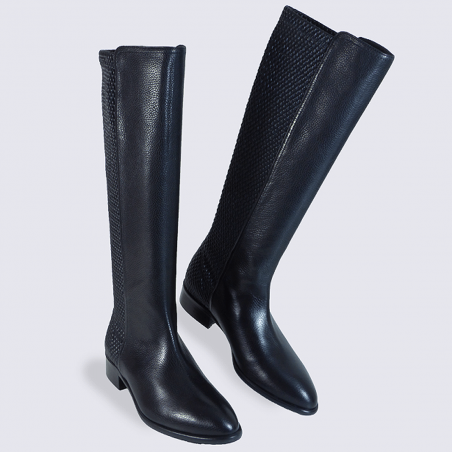 Botte Moda di Fausto, bottes cavalières femme en cuir noir