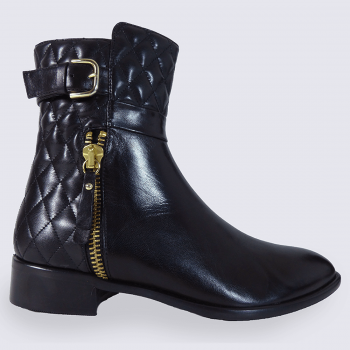 Bottines Moda di Fausto, bottines à glissière femme en cuir noir