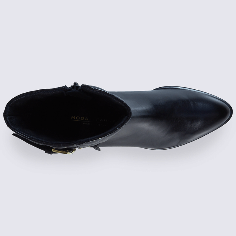 Bottines Moda di Fausto, bottines à glissière femme en cuir noir