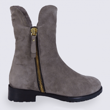 Bottines Moda di Fausto, bottines fourrées confort femme en cuir Bottines Moda di Fausto, bottines fourrées confort femme en cuir
